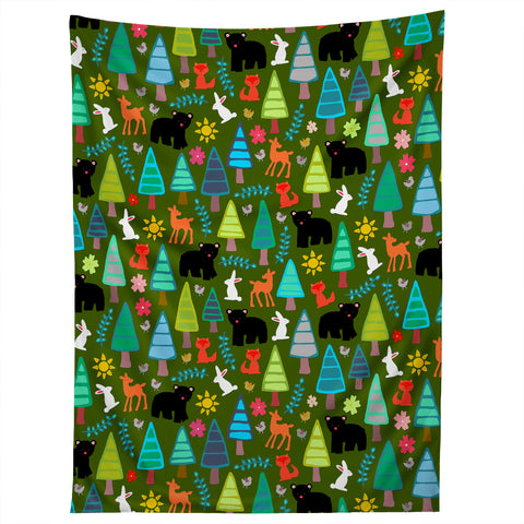 Sharon Turner black bear woodland Tapestry