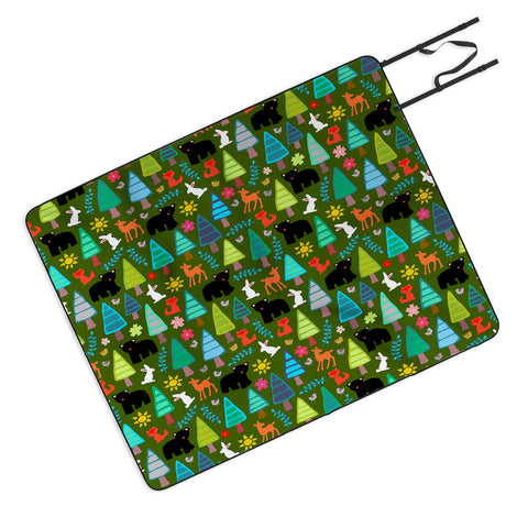 Sharon Turner black bear woodland Picnic Blanket