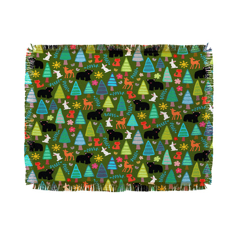 Sharon Turner black bear woodland Throw Blanket
