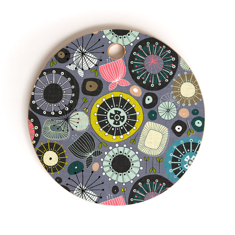 Sharon Turner blooms amethyst Cutting Board Round