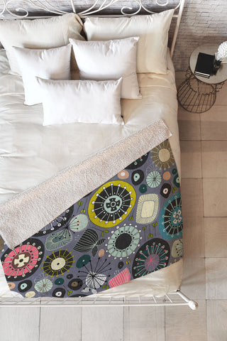 Sharon Turner blooms amethyst Fleece Throw Blanket