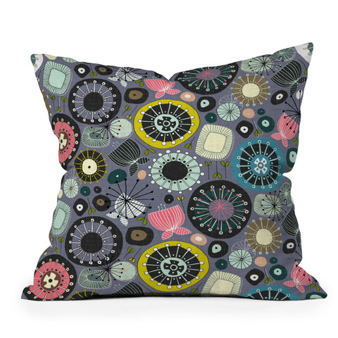 Sharon Turner blooms amethyst Throw Pillow