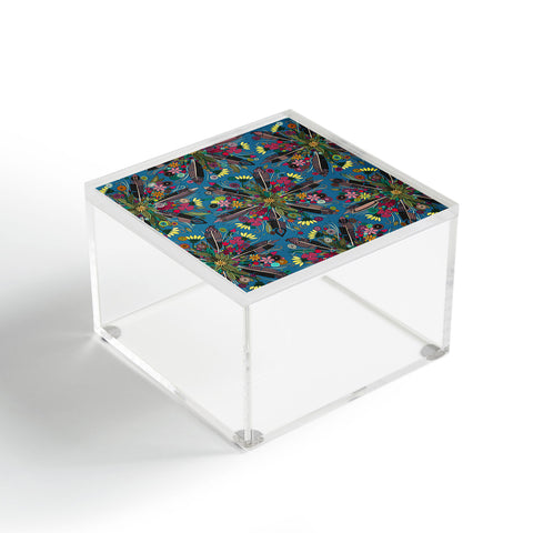 Sharon Turner bohemian posy blue Acrylic Box