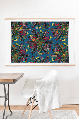 Sharon Turner bohemian posy blue Art Print And Hanger