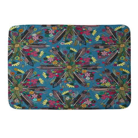Sharon Turner bohemian posy blue Memory Foam Bath Mat