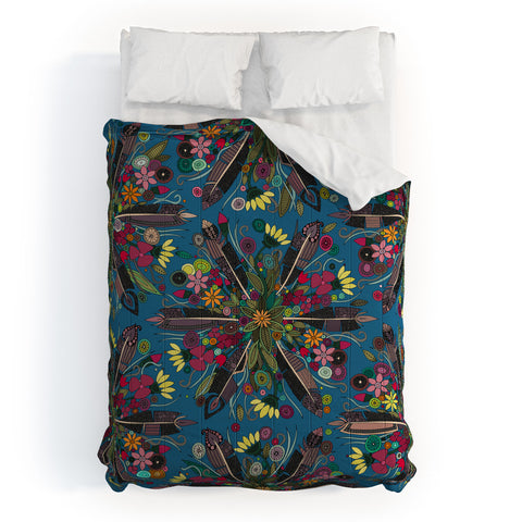 Sharon Turner bohemian posy blue Comforter