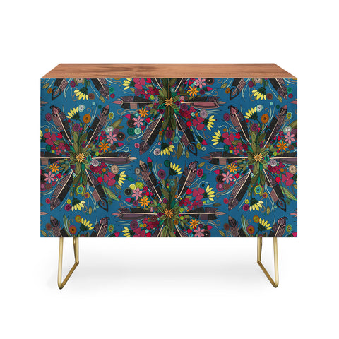 Sharon Turner bohemian posy blue Credenza