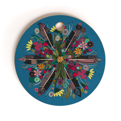 Sharon Turner bohemian posy blue Cutting Board Round