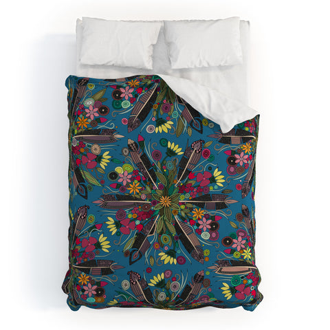 Sharon Turner bohemian posy blue Duvet Cover