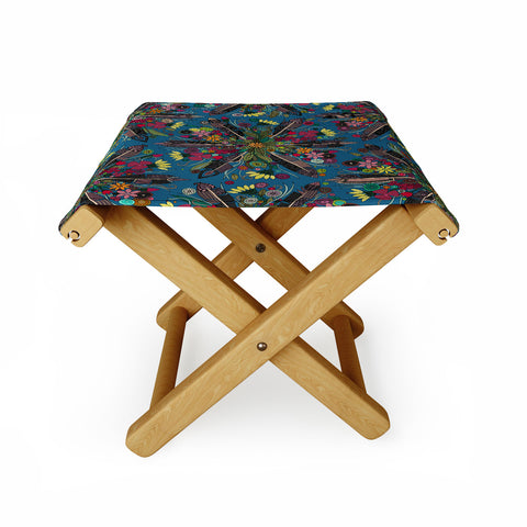 Sharon Turner bohemian posy blue Folding Stool