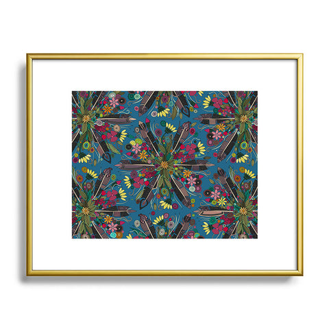 Sharon Turner bohemian posy blue Metal Framed Art Print