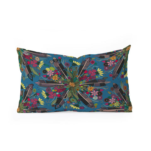 Sharon Turner bohemian posy blue Oblong Throw Pillow