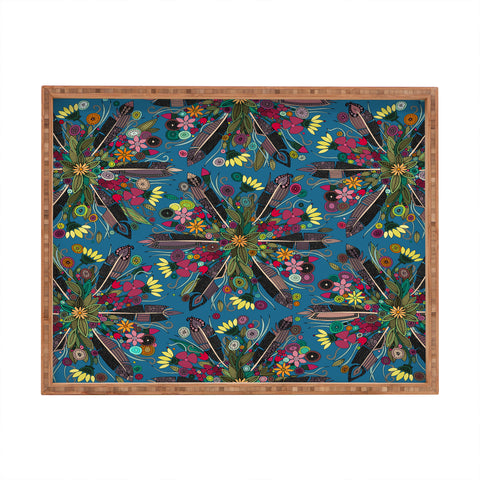 Sharon Turner bohemian posy blue Rectangular Tray