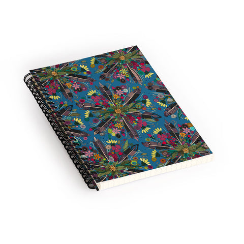 Sharon Turner bohemian posy blue Spiral Notebook