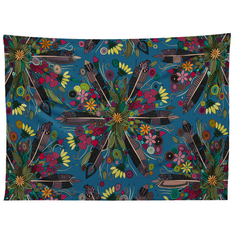 Sharon Turner bohemian posy blue Tapestry