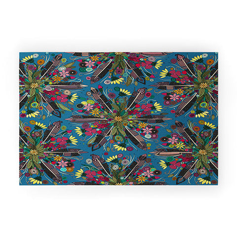 Sharon Turner bohemian posy blue Welcome Mat