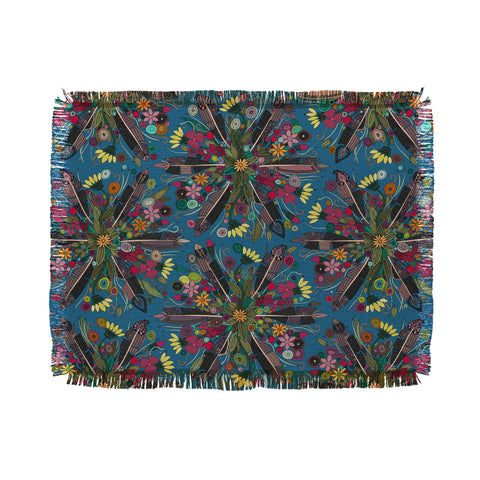 Sharon Turner bohemian posy blue Throw Blanket