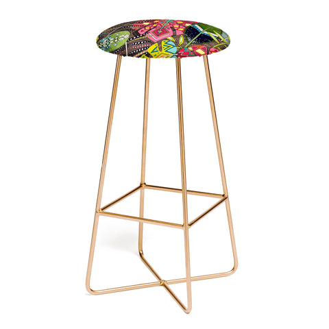 Sharon Turner boho hojas walnut Bar Stool