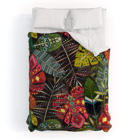 Sharon Turner boho hojas walnut Comforter