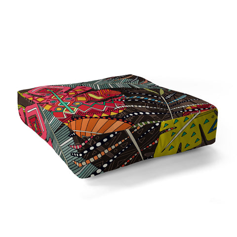 Sharon Turner boho hojas walnut Floor Pillow Square