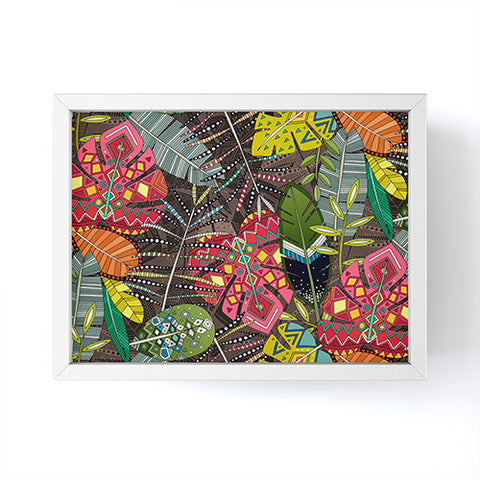 Sharon Turner boho hojas walnut Framed Mini Art Print