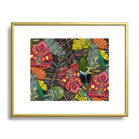 Sharon Turner boho hojas walnut Metal Framed Art Print