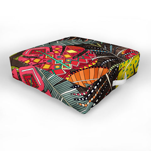 Sharon Turner boho hojas walnut Outdoor Floor Cushion