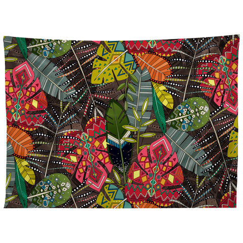 Sharon Turner boho hojas walnut Tapestry