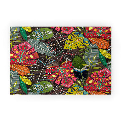 Sharon Turner boho hojas walnut Welcome Mat