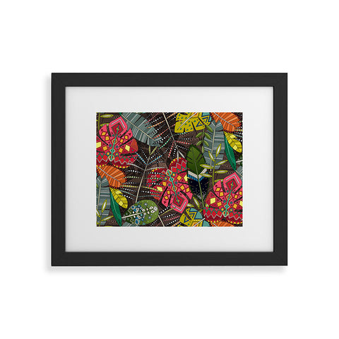 Sharon Turner boho hojas walnut Framed Art Print
