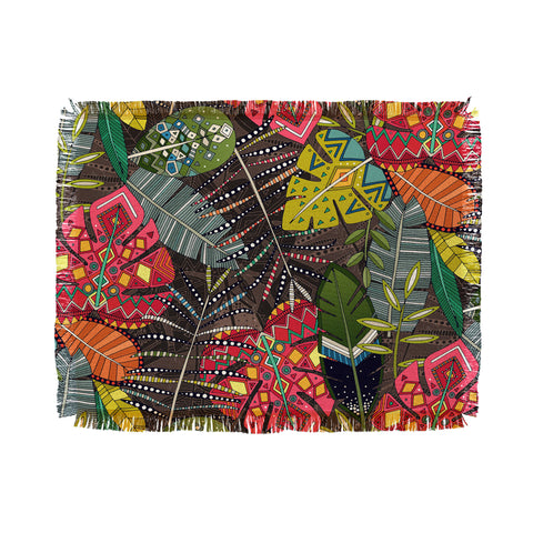 Sharon Turner boho hojas walnut Throw Blanket