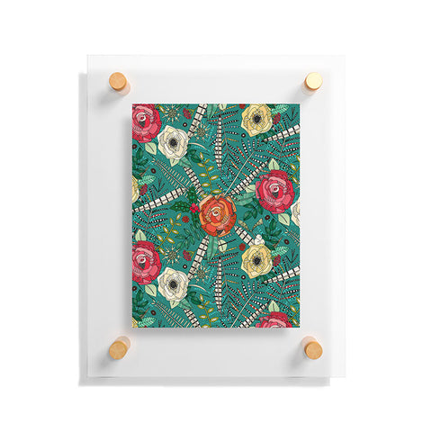 Sharon Turner boho winter floral teal Floating Acrylic Print