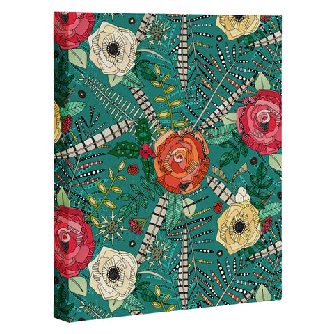Sharon Turner boho winter floral teal Art Canvas