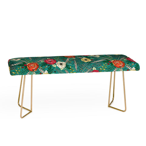 Sharon Turner boho winter floral teal Bench