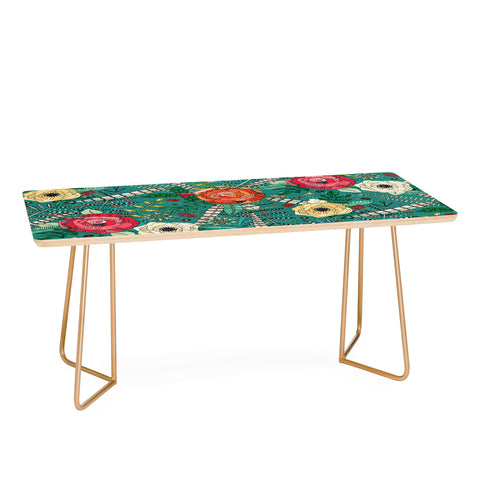 Sharon Turner boho winter floral teal Coffee Table