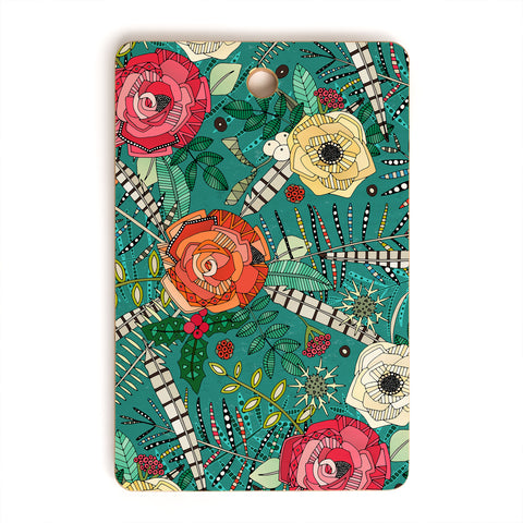 Sharon Turner boho winter floral teal Cutting Board Rectangle