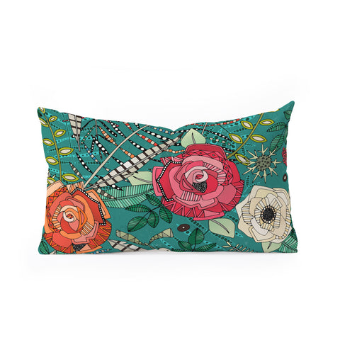 Sharon Turner boho winter floral teal Oblong Throw Pillow