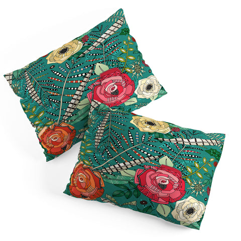 Sharon Turner boho winter floral teal Pillow Shams