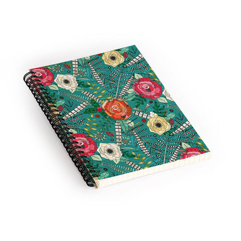 Sharon Turner boho winter floral teal Spiral Notebook