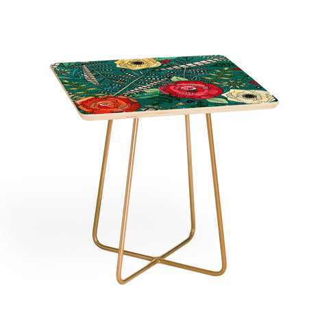 Sharon Turner boho winter floral teal Side Table