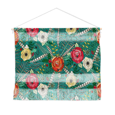 Sharon Turner boho winter floral teal Wall Hanging Landscape