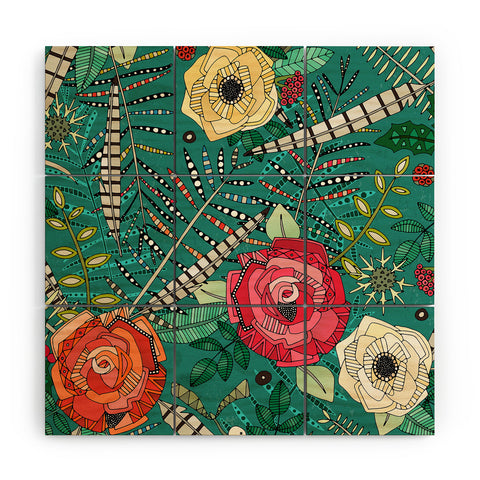 Sharon Turner boho winter floral teal Wood Wall Mural