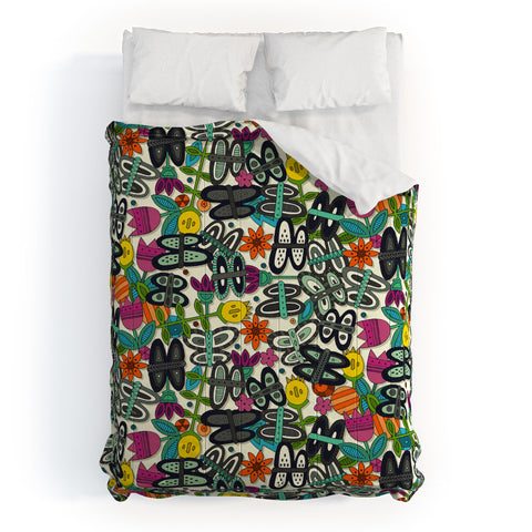 Sharon Turner butterfly pop garden Comforter
