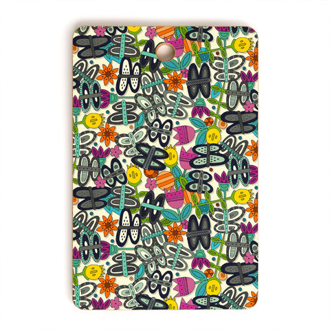 Sharon Turner butterfly pop garden Cutting Board Rectangle