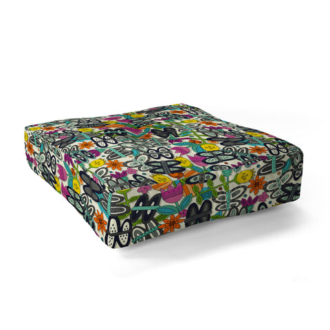 Sharon Turner butterfly pop garden Floor Pillow Square
