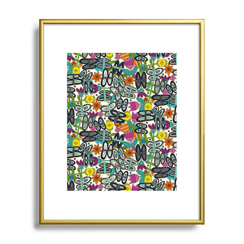 Sharon Turner butterfly pop garden Metal Framed Art Print