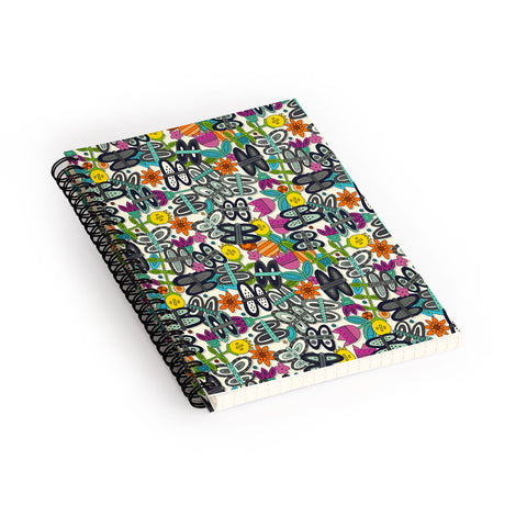 Sharon Turner butterfly pop garden Spiral Notebook