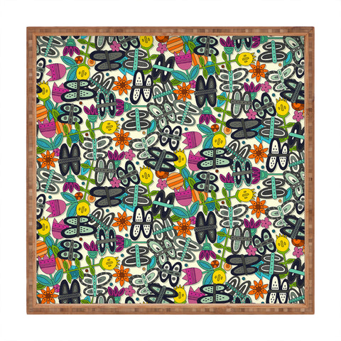 Sharon Turner butterfly pop garden Square Tray