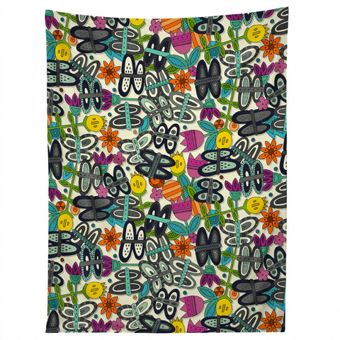 Sharon Turner butterfly pop garden Tapestry