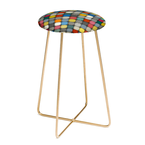 Sharon Turner buttoned patches Counter Stool